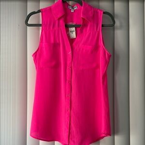 Express Vibrant Pink Sleeveless Button-Down Shirt